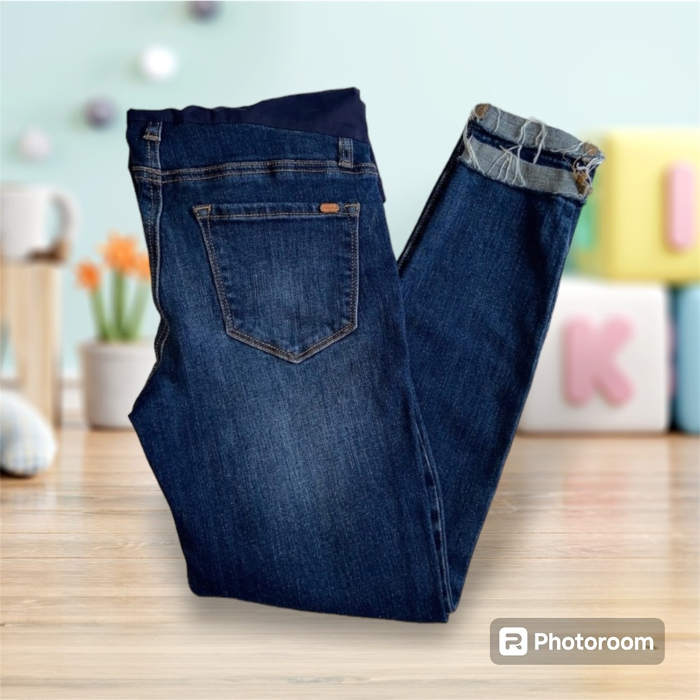 Women’s MATERNITY Pink Blush Jeans Women’s size 27 Blue Skinny frayed ankle di…